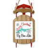 Sled ornament with "Merry Christmas From Big Bear Lake" text and a lake outline.