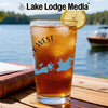 Glass of iced tea with a lemon slice and Florida map design.