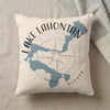 Lake Lahontan map pillow with compass rose and "Nevada" text.