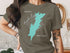 T-shirt featuring a turquoise map of Trout Lake, New York.