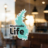 Teal Monticello LIFE sticker with copyright Lake Lodge Media LLC.