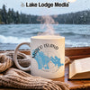 White mug with "MARCO ISLAND FLORIDA" map design and steam rising.