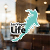 Turquoise outline sticker with "Las Vegas Life" in bold black text.