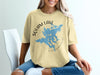 Yellow t-shirt with blue Squam Lake map and compass graphic, "New Hampshire" text.