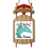 Red sled ornament with "Merry Christmas FROM Lake Manawa" text.