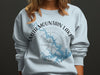 Light blue sweatshirt with Smith Mountain Lake Virginia map and compass graphic.