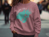 Crewneck sweatshirt with teal Indian Lake map, compass rose, and "Ohio."