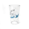 Clear glass pint glass with Key West map and compass design.
