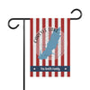 Garden flag with red and white stripes, Carlysle Lake map, and "The Smith Family" text.