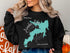 Black sweatshirt with a light blue map outline of Arcadia Lake, Oklahoma.