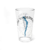 Clear glass pint glass with "Lake Windermere England" text and compass rose design.