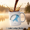 White mug with "Benbrook Lake" text, lake silhouette, and compass rose graphic.