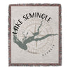 Woven blanket with Lake Seminole map, compass rose, and Georgia text.