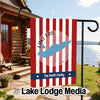 Customizable garden flag with Lake Erie map, compass rose, and "The Smith Family" text.