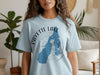 Light blue t-shirt with Payette Lake map and compass graphic, Idaho text.