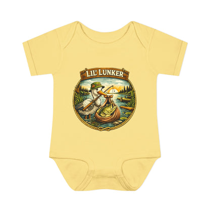 Baby Bass Fishing Lil Lunker Baby Shower BodySuit Jumper Infant Bodysuit | Baby Boy Girl Stork Delivery New Baby Gift