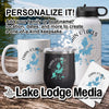Mug, tumbler, and water bottle with Chain O'Lakes map design.