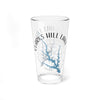 Clear glass tumbler with Clarks Hill Lake map design and compass rose.
