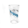Clear glass pint with Grapevine Lake map and compass design, says "Grapevine Lake Texas".