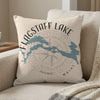 Pillow with Flagstaff Lake map, compass, and "Maine" text.