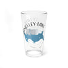 Clear glass pint glass with "Rangeley Lake Maine" and lake map design.
