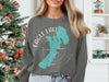 Gray sweatshirt with Eagle Lake and California map graphic, compass design.