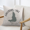 Pillow with Calcasieu Lake Louisiana map and compass design.
