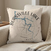 Burnsville Lake West Virginia map design on light-colored pillow with compass rose graphic.