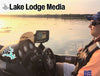 Man on boat at sunrise with "Lake Lodge Media" and "Harding Life" logos.