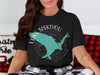 Black t-shirt with Lake Siskiyou California outline and compass graphic.