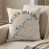 Melton Hill Lake Tennessee map design on a light colored throw pillow.