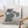Pillow with Floyd Lake, Minnesota map graphic and compass rose detail.