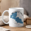 White mug with blue Clearwater Lake map graphic and "Minnesota" text.