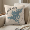Pillow with Squam Lake map and compass design, "New Hampshire" text.