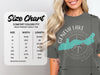 Comfort Colors 1717 heavyweight adult tee size chart with width and length measurements in inches.