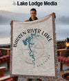 Throw blanket with Barren River Lake map and compass design in Kentucky.