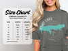 Comfort Colors 1717 heavyweight adult tee size chart with width and length measurements.