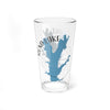 Glass featuring a map of Rend Lake, Illinois, and a compass rose.