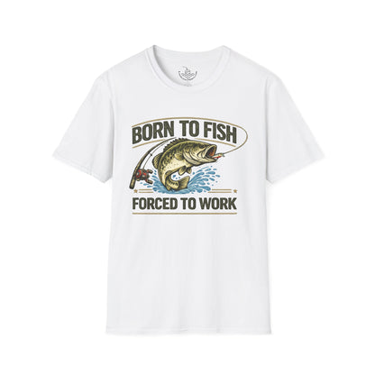 Born to Fish Forced to Work Shirt, Funny Fishing Tee, Fisherman Angler Funny Shirt, Father's Day, Grandpa, New Job Gift