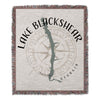 Lake Blackshear Georgia map and compass design woven throw blanket.