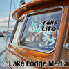 Sticker on boat window: "Falls Life" and "Lake Lodge Media" logo.