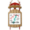 Red and natural wood sleigh ornament with "Merry Christmas from Oologah Lake" text.