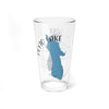 Glass with "Peyto Lake" text and blue lake outline over compass rose.