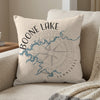 Boone Lake Tennessee map and compass graphic on a beige throw pillow.