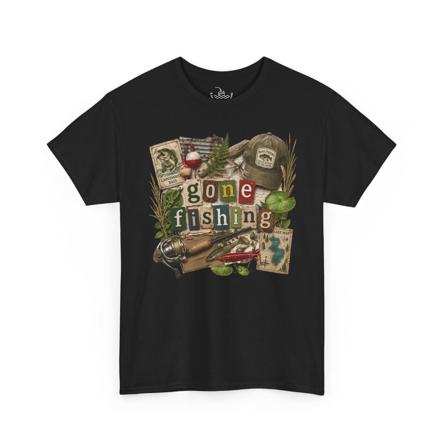 Gone Fishing T-Shirt | Scrapbooking Letters Retro Vintage Design | Retirement and Father's Day Shirt