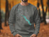 Gray sweatshirt with "Beautiful Saylorville Lake Iowa" and compass design.