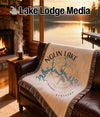 Tapestry blanket with Nolin Lake map and compass design, "Kentucky" text.