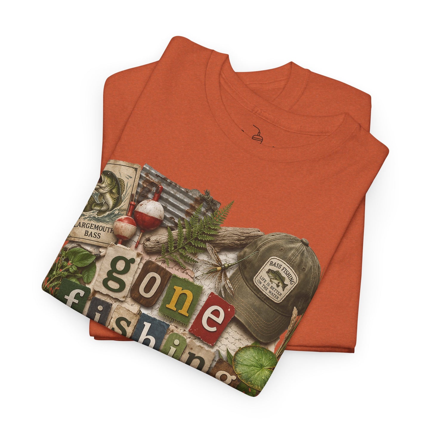 Gone Fishing T-Shirt | Scrapbooking Letters Retro Vintage Design | Retirement and Father's Day Shirt