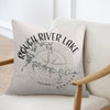 Pillow with "Rough River Lake Kentucky" text and compass graphic.
