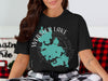 Black t-shirt with Webster Lake Massachusetts map and compass design.